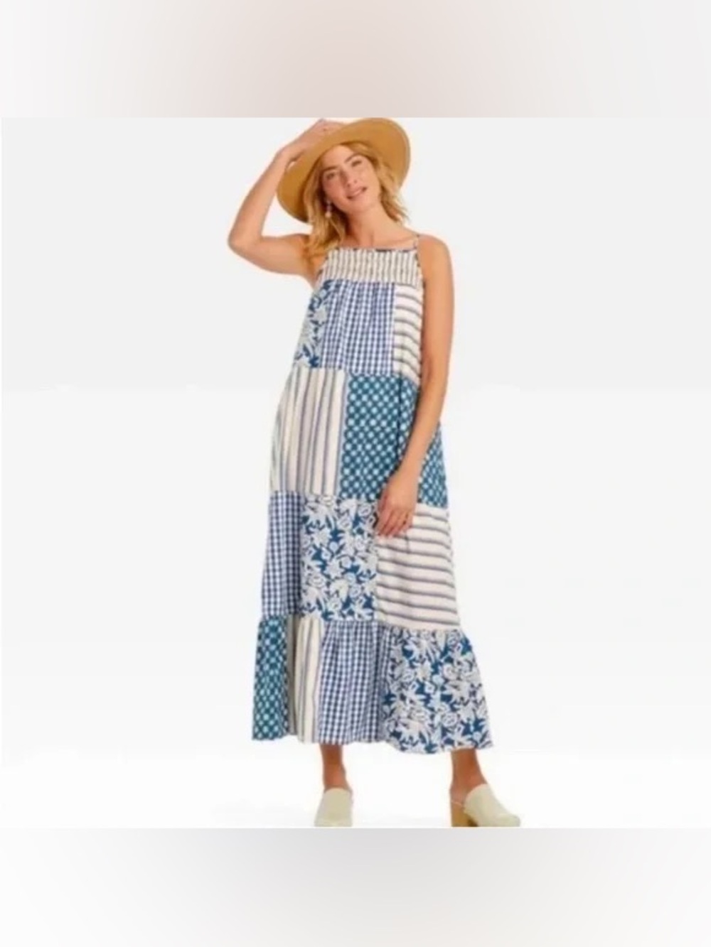 Universal Thread Blue Patchwork Maxi Sundress
